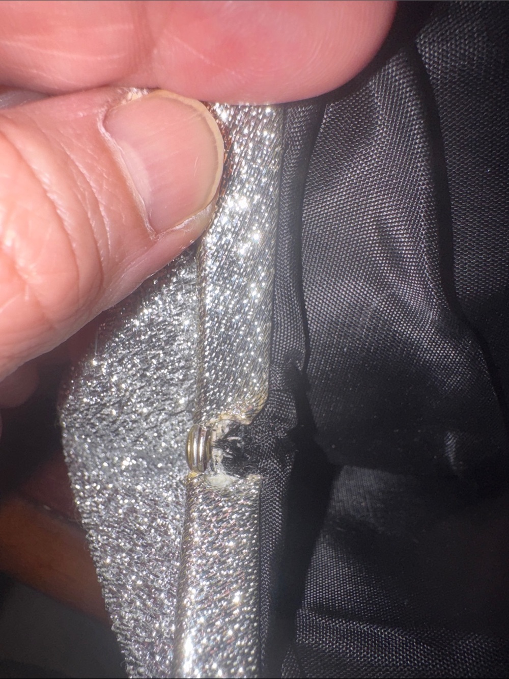 Vintage Silver Glitter Evening Clutch with Chain Strap - Picture 7 of 11
